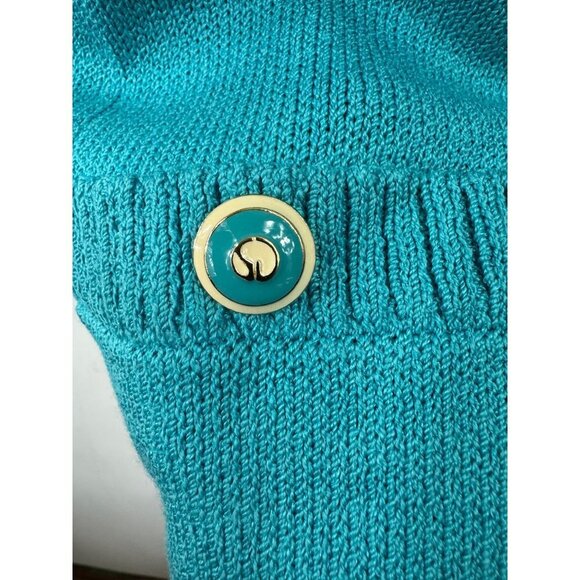 St John Size P Santana Knit Short Sleeve Cardigan Sweater Logo Buttons - Picture 6 of 7